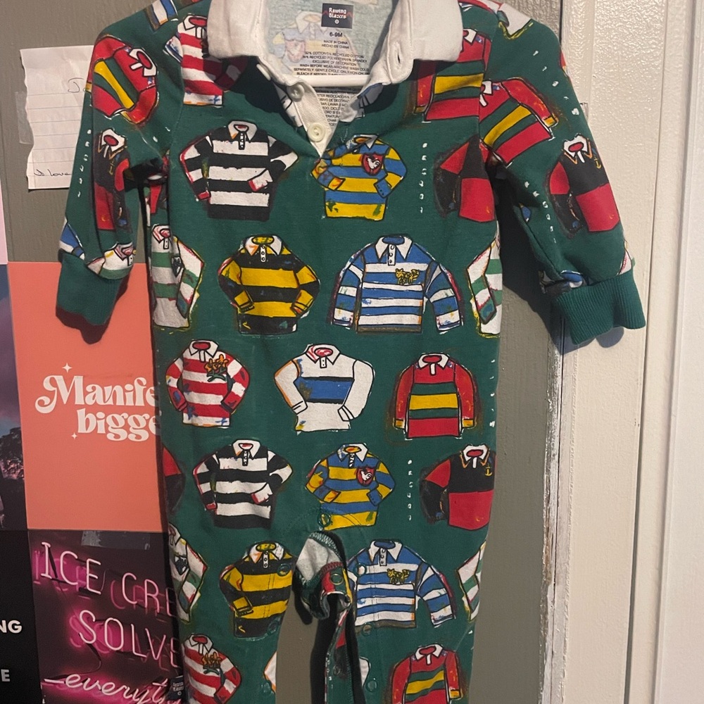 Rowing Blazers Green Kids One Piece with Colorful Sweater Print